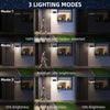Trois modes de détecteur solaire haute luminosité pour éclairage LED extérieur, montrant les réglages à 10% et 100%.