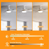 Comparación de ventiladores de techo blancos mostrando la salida de luz a temperaturas de color de 3000K, 4000K y 6500K con o