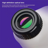Close-up view of a high definition optical lens on a white object, designed for immersion observation.