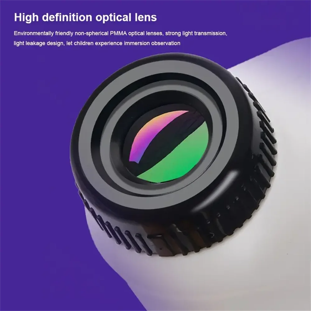 Close-up view of a high definition optical lens on a white object, designed for immersion observation.