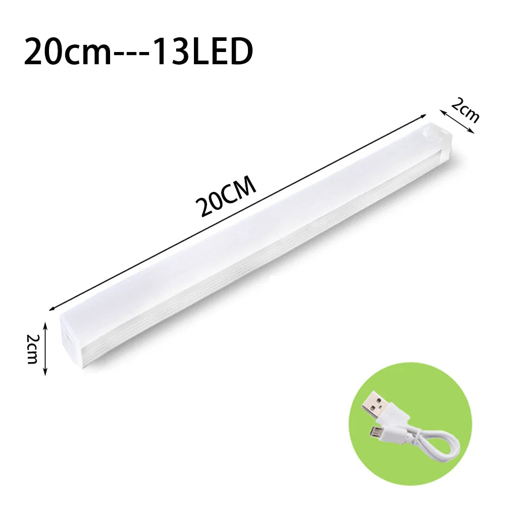 A white LED light bar measuring 20cm long with 13 LEDs, shown in a profile view.