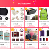 A collection of various bags including a travel storage shoulder bag, jewelry box, card holder, backpack, and luggage.