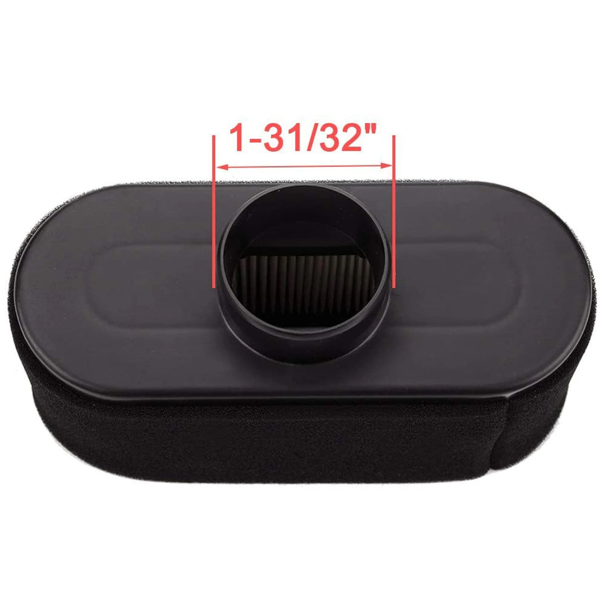 A black engine maintenance kit with a slotted insert measuring 1-31/32 inches.