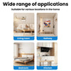 Various applications of a motion sensor LED lamp base converter shown in living room, hallway, bedroom, and kitchen settings.