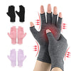 Set of therapeutic compression wrist gloves in black, pink, and purple for joint pain relief