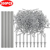 A pile of double-head nails with smooth cylindrical shafts and sharp points.