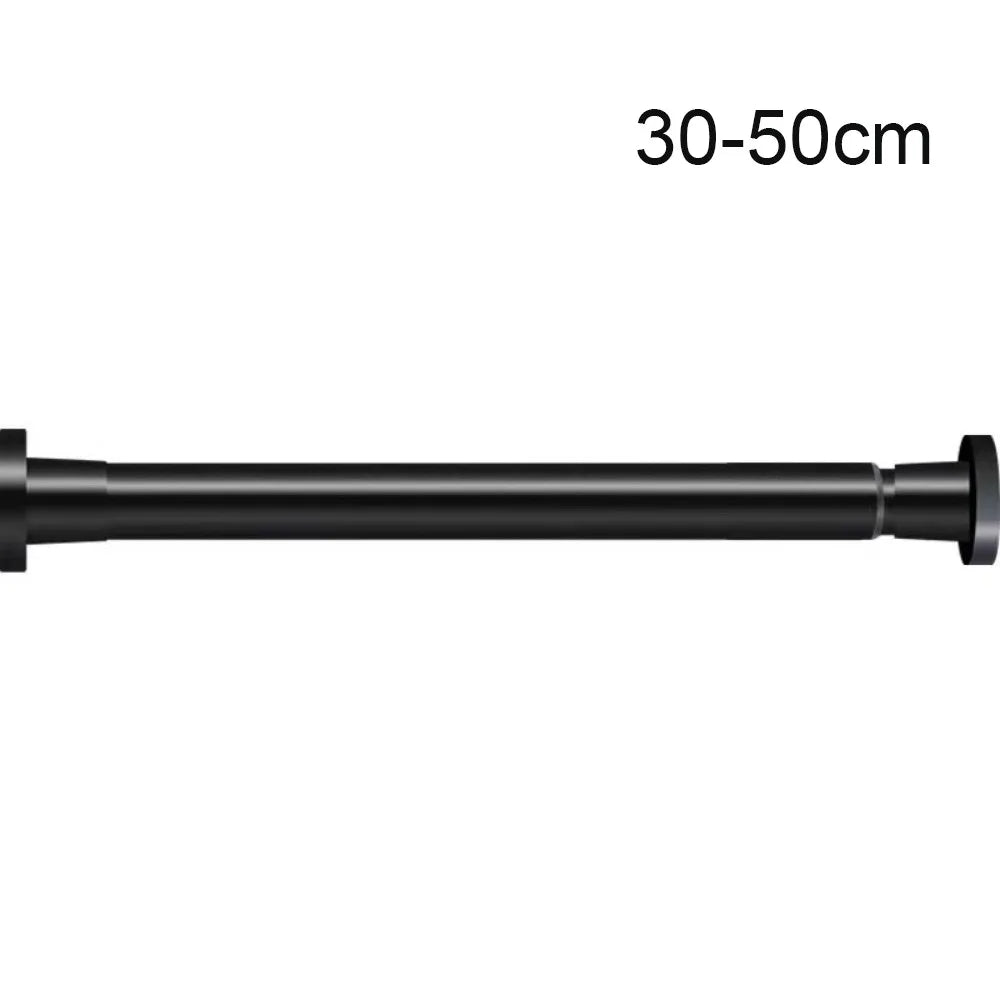 Barra de cortina metálica telescópica ajustable negra, de 30 a 50 cm de largo.
