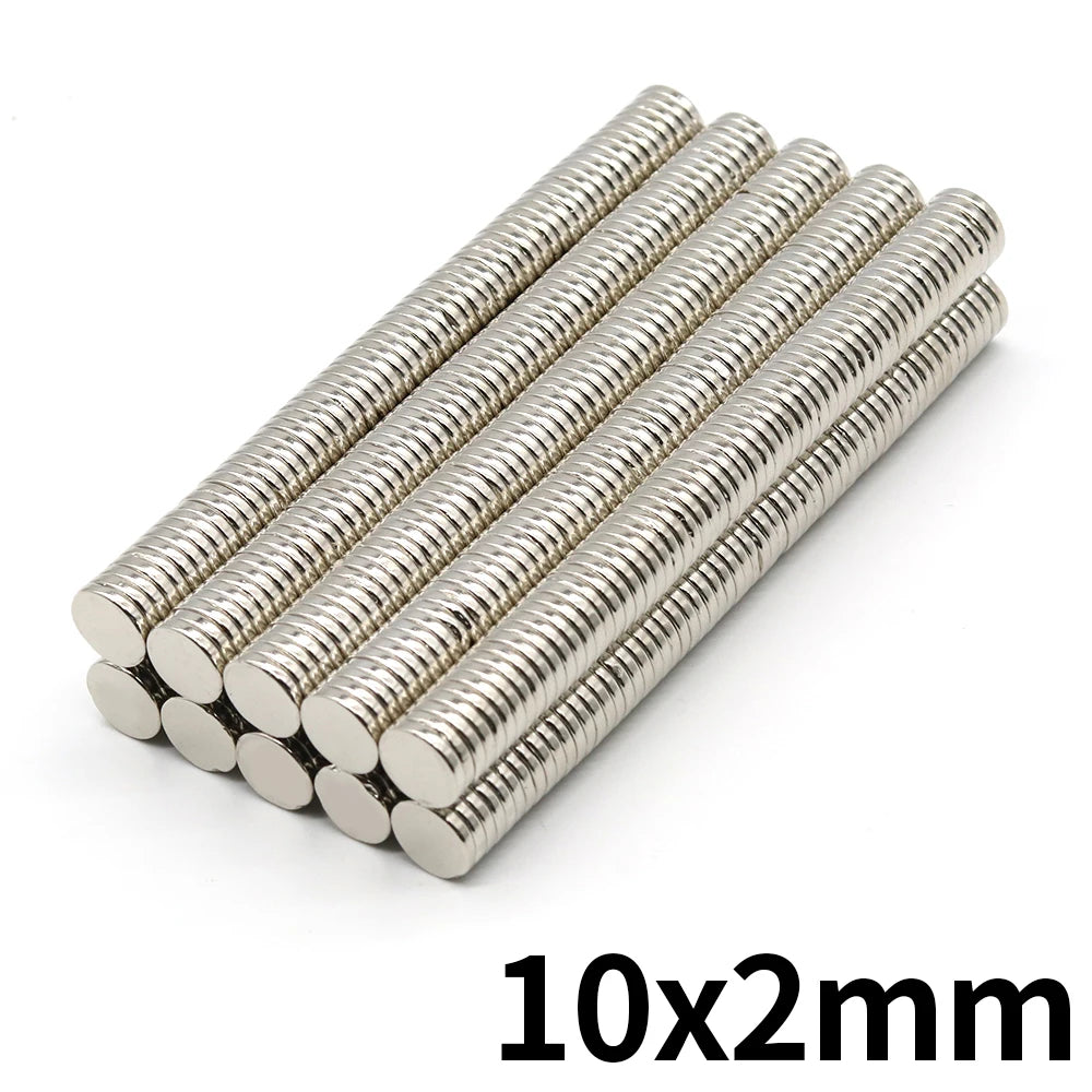 A pile of silver refrigerator magnets with a 10x2mm size.