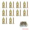A set of self-drilling drywall anchors and screws in various sizes and finishes, packaged in a box.