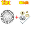 A set of 4 inch precision wire brush trimmer heads and a mounting rod.