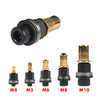 Set of precision hand rivet nuts labeled M4 through M10 in black and brass finishes