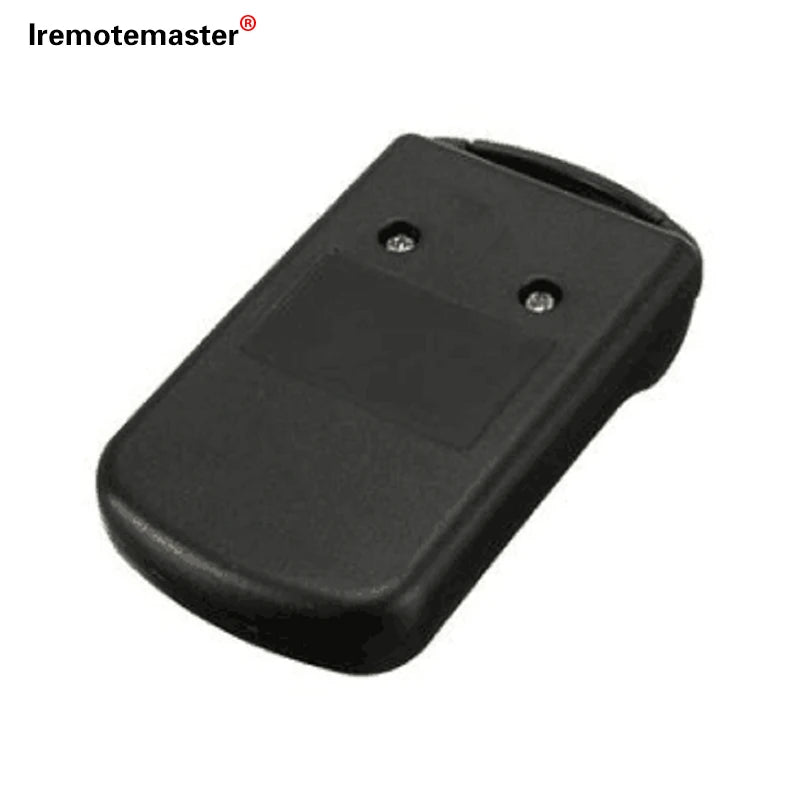 A black multi-code garage door remote transmitter device.