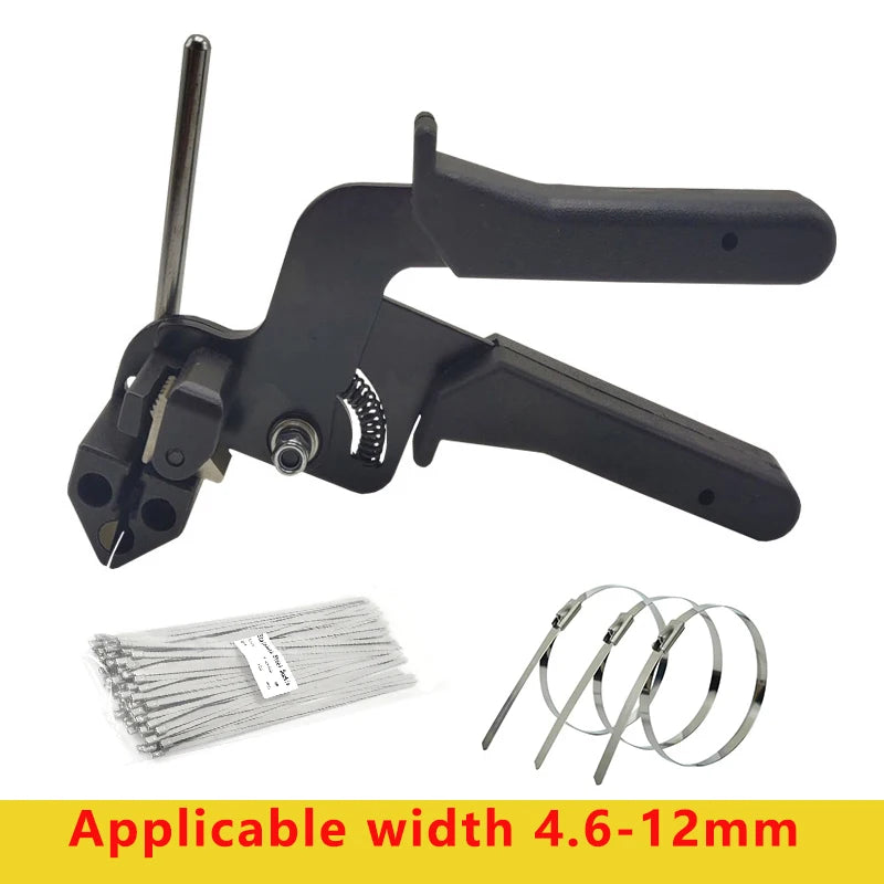 Black stainless steel cable ties and zip tie cutting tool with a clamping mechanism