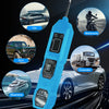 A blue professional automotive circuit tester device with various application examples including car, SUV, motorcycle, excava