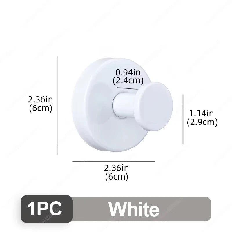 White stainless steel suction cup hook with a round head and mounting holes.