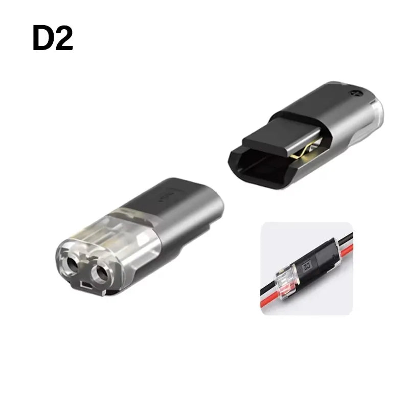A close-up view of a D2 universal wire connector set for automotive and electronics.
