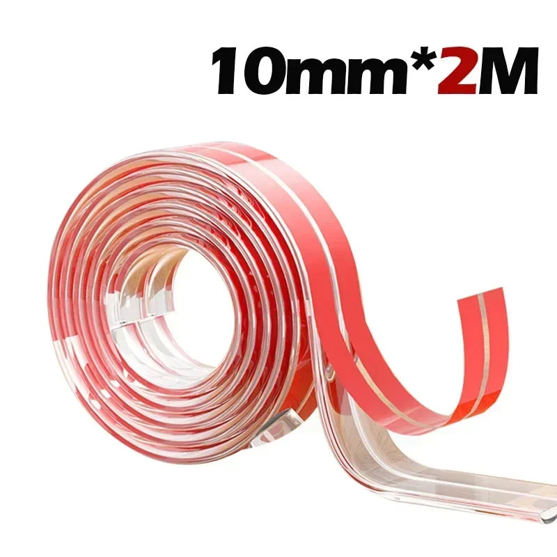Roll of 10mm wide, 2 meter long transparent red PVC baby safety edge guards