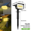 A black outdoor wall and ground lamp with a yellow light, featuring 72LEDs and warm light.