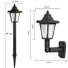 Schwarze solare Outdoor-LED-Garten- und Straßenlaterne mit hohem Mast und nach unten gerichteter Laterne