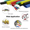 Assortment heat shrink tubing for electrical insulation showing wire repair, color coding, resistor insulation, and connectio