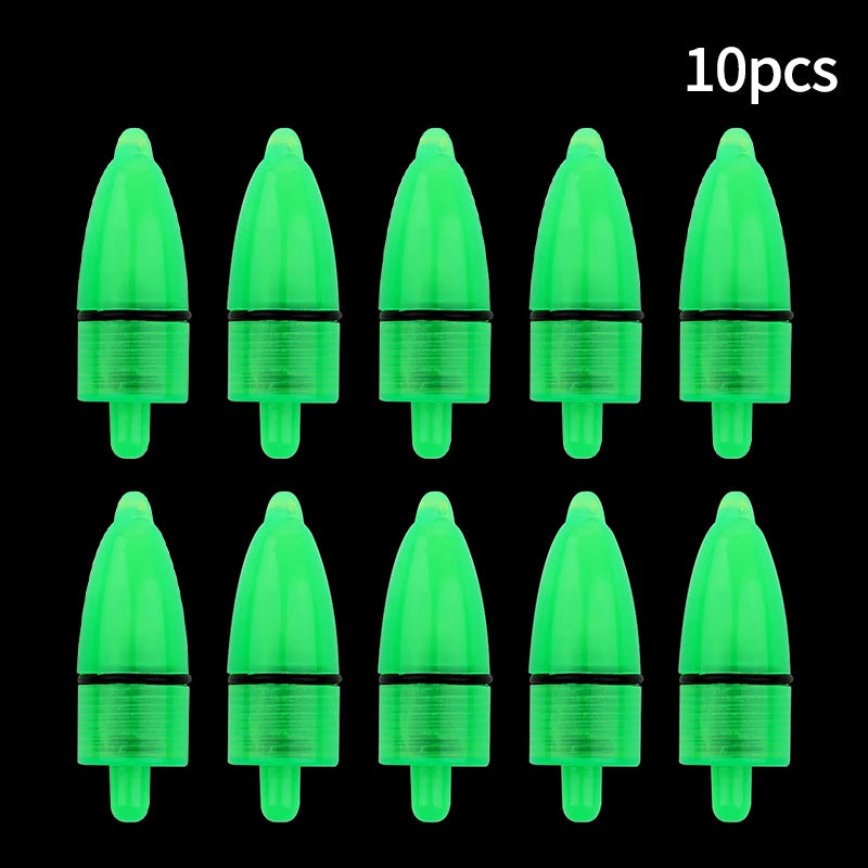 Campanas brillantes de pesca verde para sujetar en las puntas de cañas.
