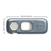 A clear plastic cabinet safety lock set with a 10cm length and a 4cm thickness.