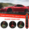 A red sports car is shown with a probe electric circuit tester and related tools for diagnosing car electrical circuits.