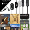 USB 5V control switch cable with various black and white shells shown in different indoor contexts.