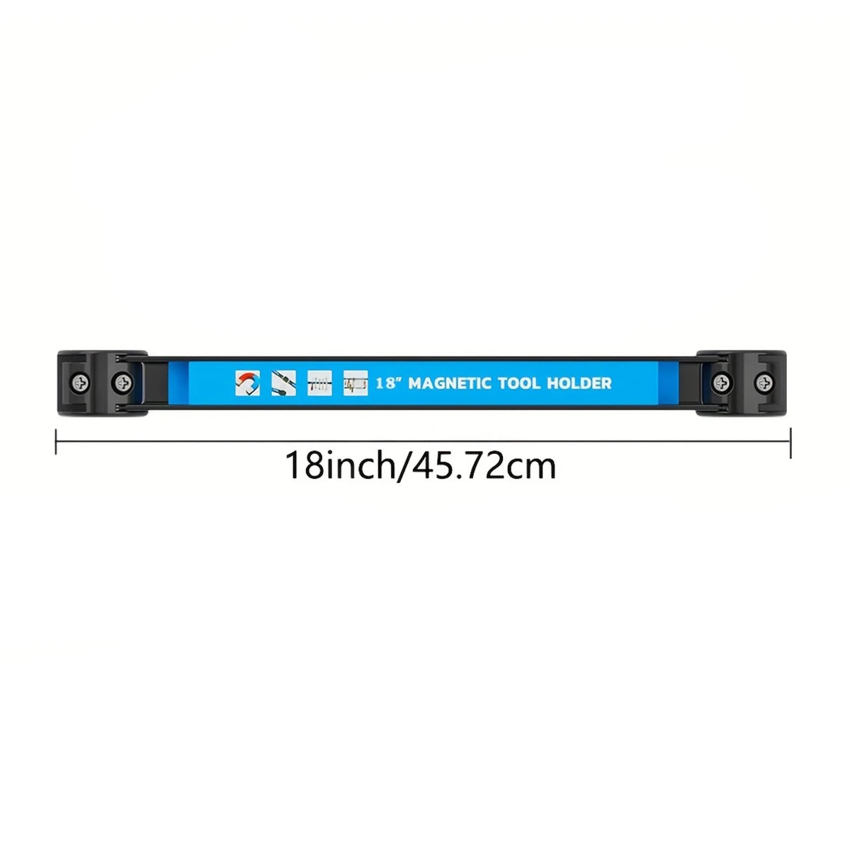 A blue magnetic tool holder bar measuring 18 inches long.