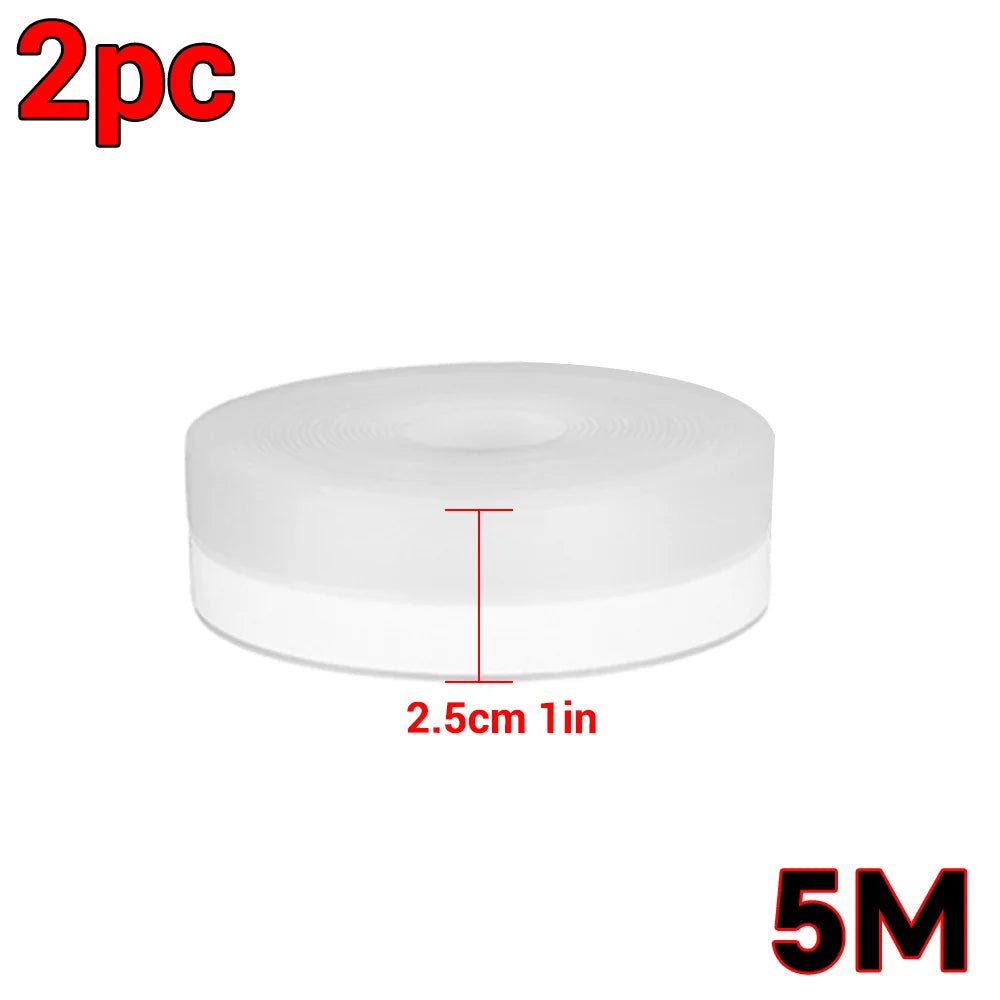 Two pieces of white silicone weather stripping seal tape, 2.5cm long.