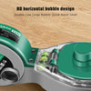 Close-up of an HD horizontal bubble design tool for woodworking, featuring a double line large bubble and quick assist level.