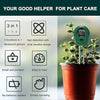 A small green plant care device with multiple functions for soil health testing shown next to a potted plant.
