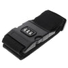 Black adjustable luggage strap with a password lock feature