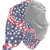 Geschweißter Schutzhelm und Schürze-Set mit patriotischem Design aus Sternen und Streifen.