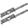 A set of two spring-loaded screw holder bits with metal shafts and grips.