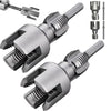 A set of heavy duty pipe thread cutting tools for electric drill, showing various sizes and designs.