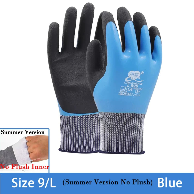 Blue Size 9/L Summer Version No Plush work gloves shown flat