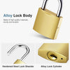 A close-up view of a brass alloy lock body and a hardened steel lock shackle.