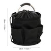 Black large folding storage organizer basket with a handle and multiple compartments