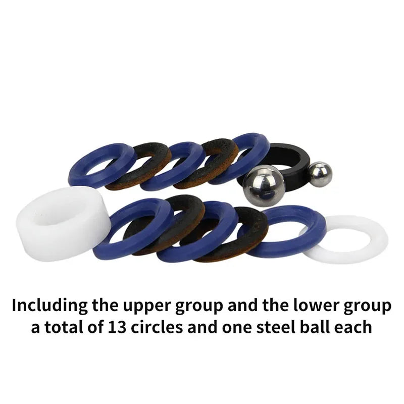 A set of 13 circles and one steel ball for an airless spraying machine filter pump rod accessory.