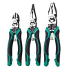 A set of black and green multifunctional diagonal pliers with protective rubber grips.