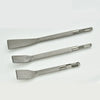 A set of three metal impact drill bits for concrete and wall penetration shown against a white background.