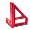 A red precision angle and layout ruler used for measuring and drawing lines.