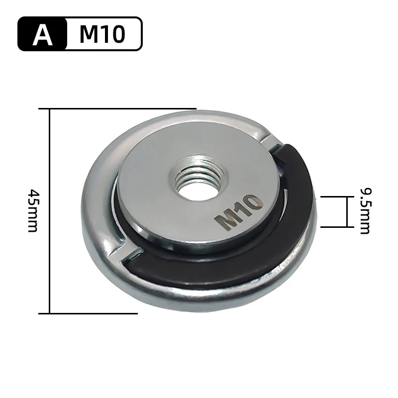 A M10 grinding press plate with a 45mm diameter and 9.5mm thickness.