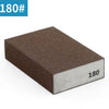 A rectangular block of dark brown multi-grit abrasive sanding sponge material labeled 180.