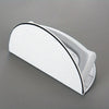 A white self-adhesive half circle sanding pad holder with a black trim, shown in a profile view.