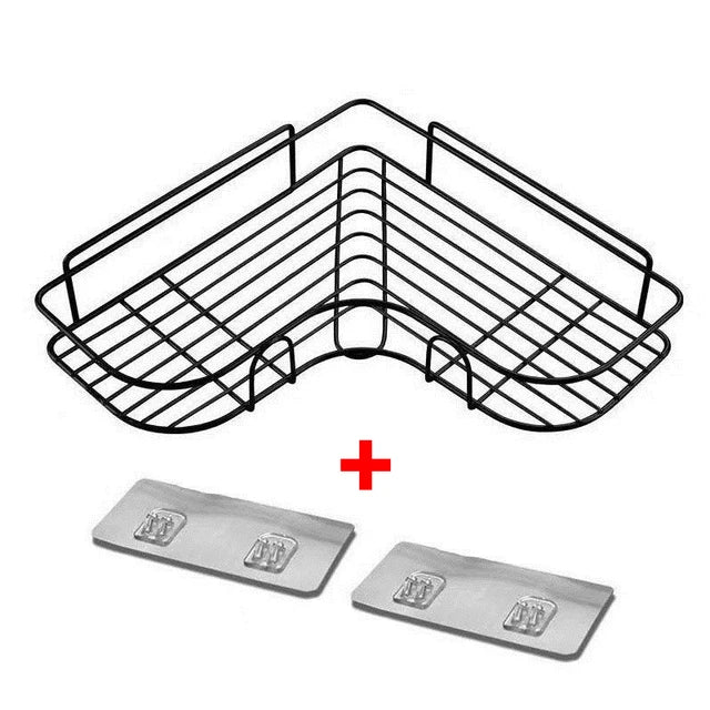 Estantes de baño metálicos de pared con soporte para montaje.