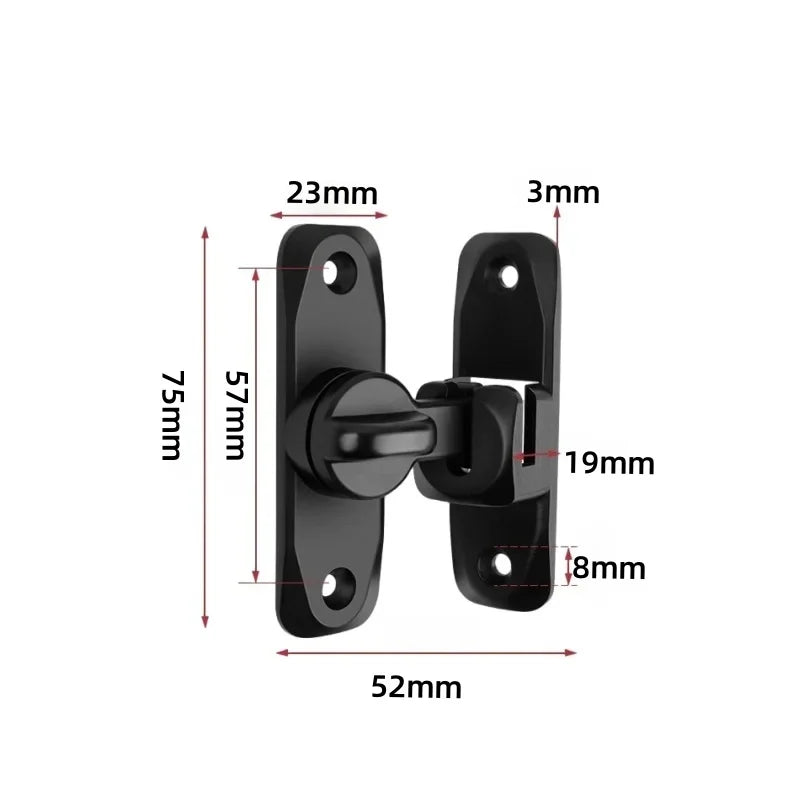 Loquet de serrure à battant en alliage de zinc noir avec différentes dimensions