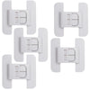 Five white baby safety refrigerator door locks in a pack