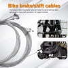 A bundle of stainless steel bike brake/shift cables and a black cable housing kit for bicycle use.